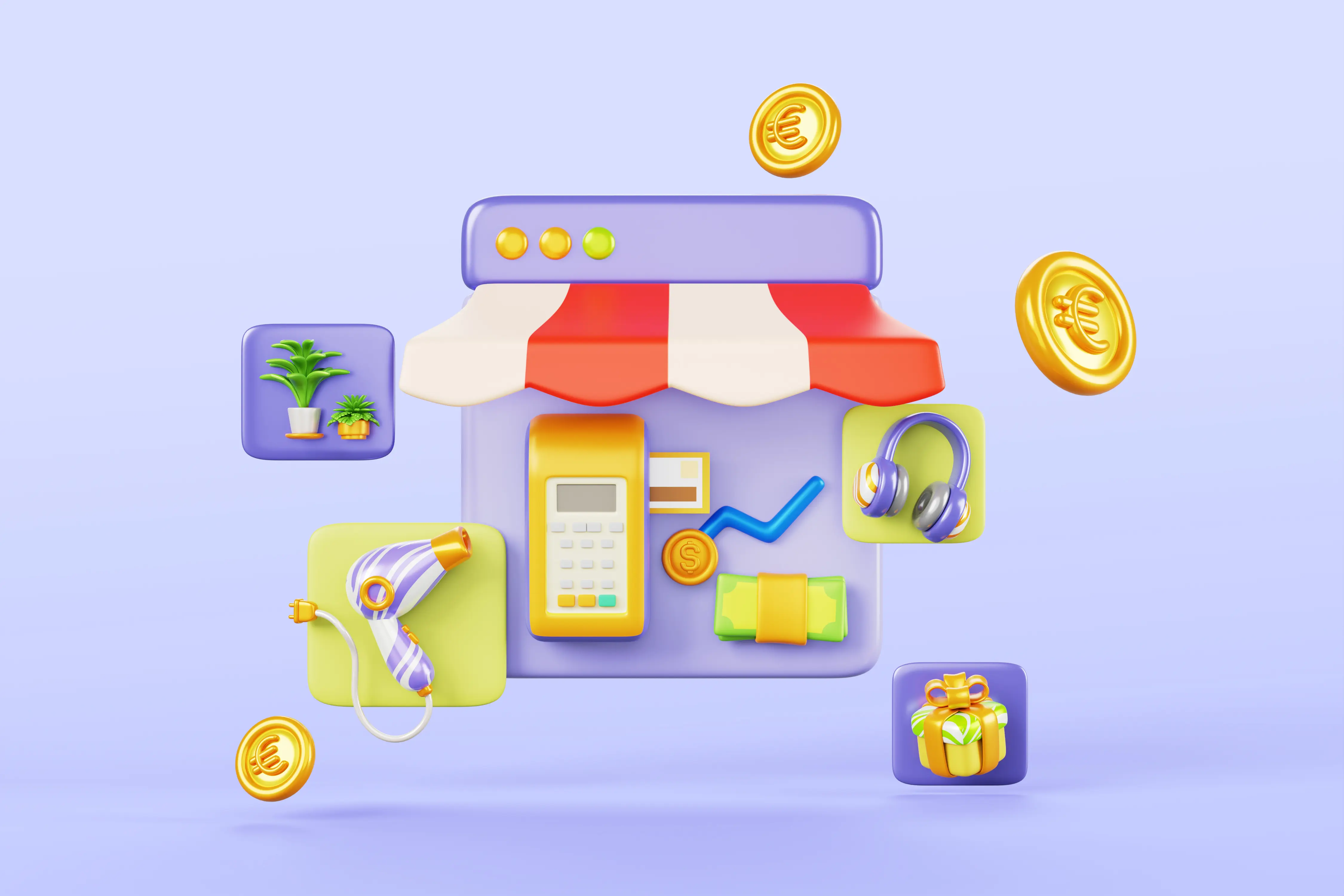Illustration für automatisierten Zahlungs- und Versandprozess im Onlinehandel